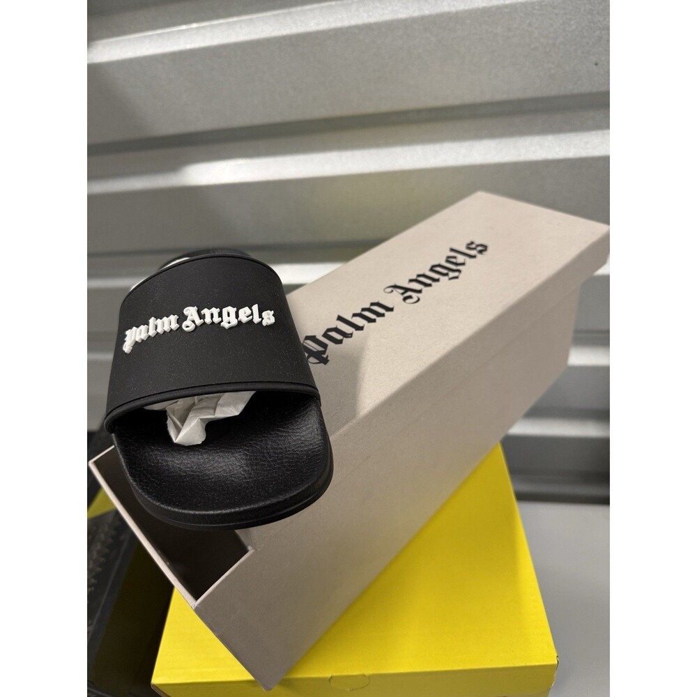 Palm Angels New Logo Pool Slide Women's Black 38 NIB 7.5W - Picture 3 of 4